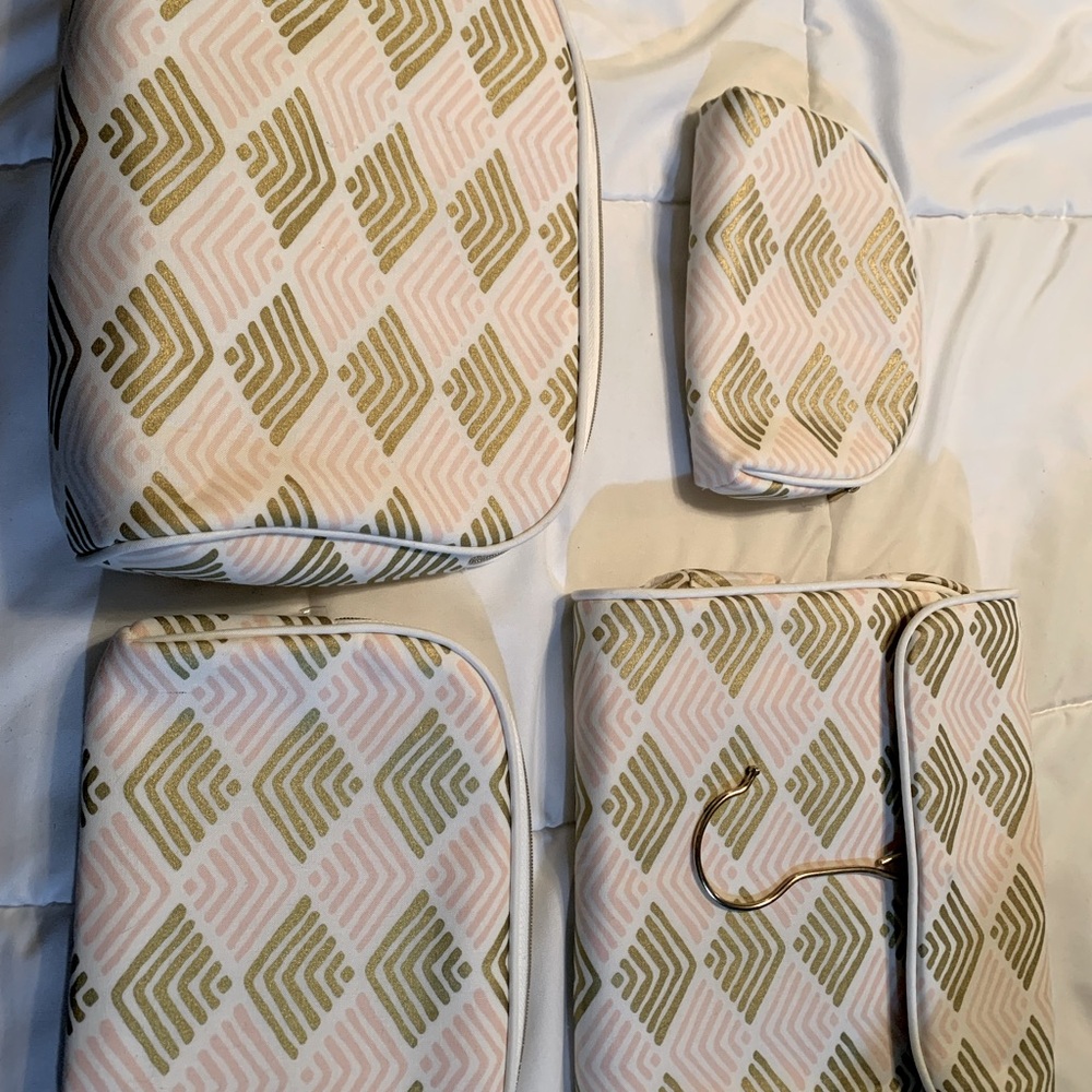 Four piece travel cosmetics bags